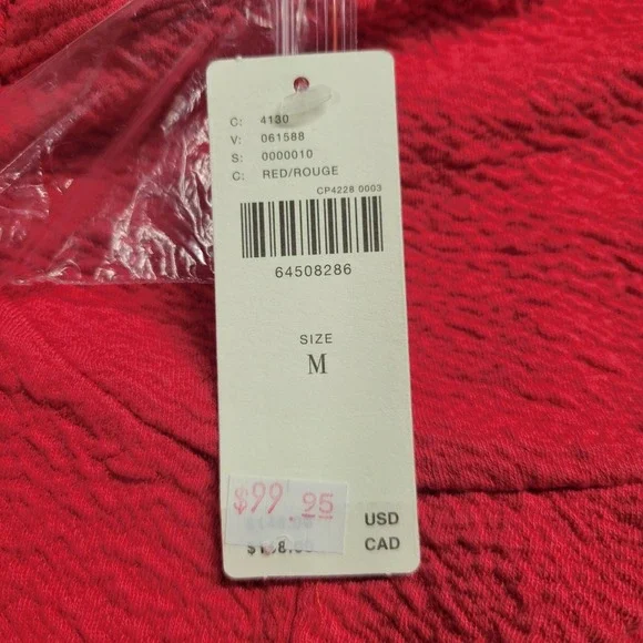 Anthropologie Maeve Puff-Sleeved Sweetheart Mini Dress Size Medium Red NEW - Picture 6 of 13